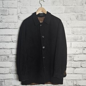 Vintage Empire Black Wool Button-Up Coat 42R Made in Canada